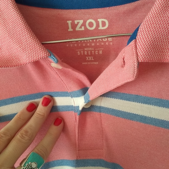 Men's Izod pink and blue polo - Picture 5 of 11